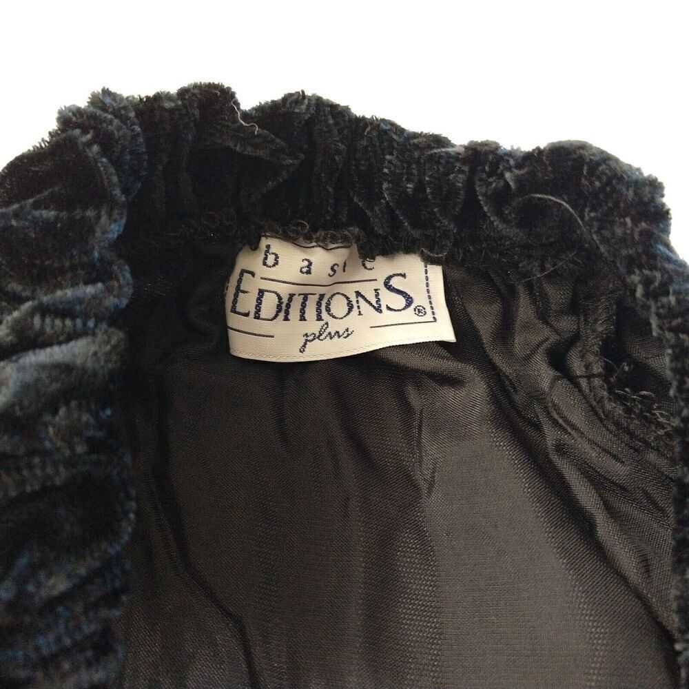 Vintage 90s Black Crushed Velvet Midi Skirt Size S M Gothic Goth Whimsigoth - Picture 4 of 5